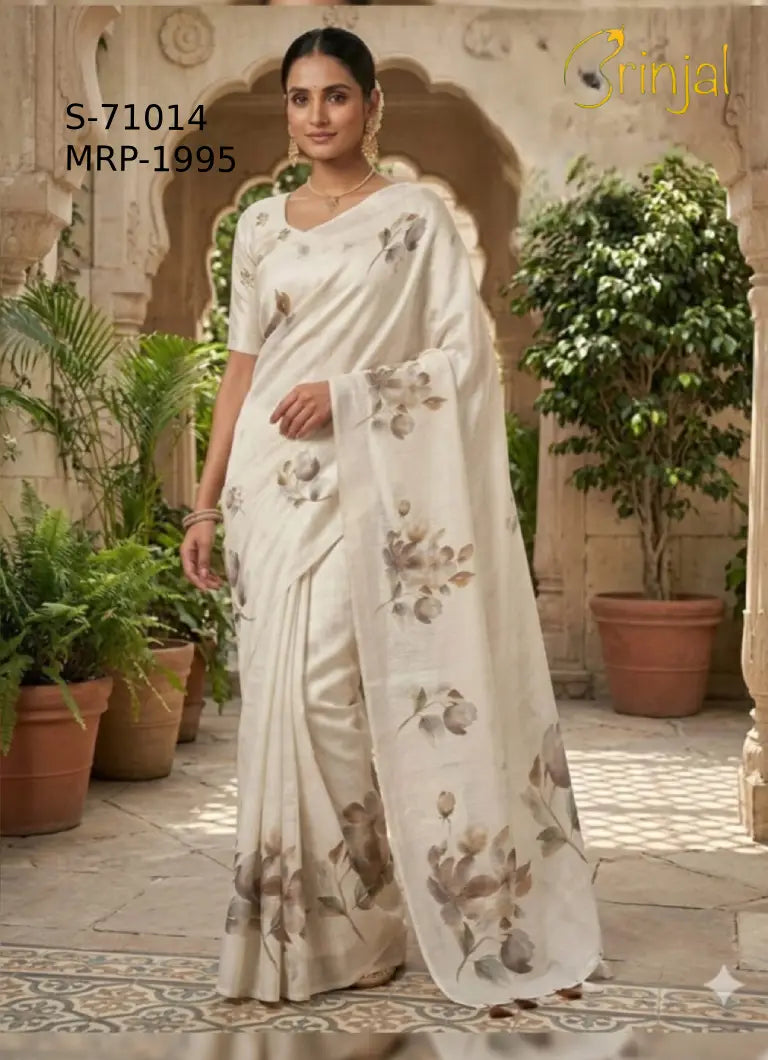 Elegance Woven Floral Linen Saree