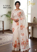 Ivory Floral Weaving Linen-Cotton Saree