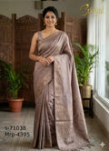 Dusty Mauve Woven Floral Silk Saree