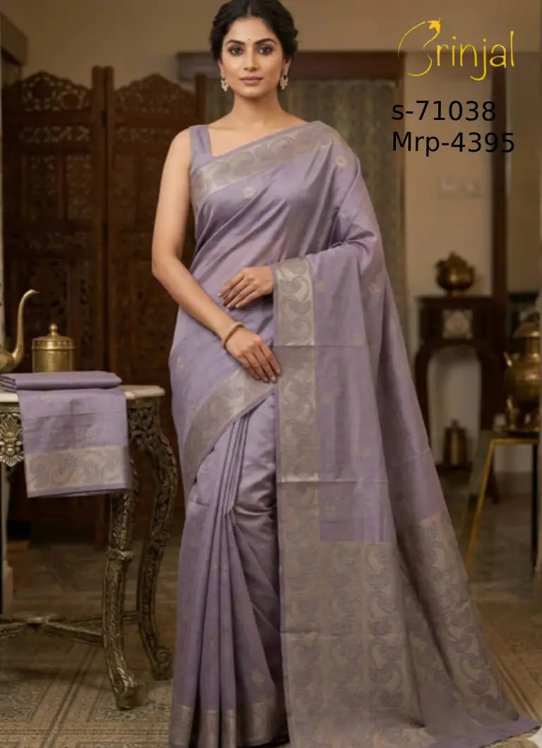 Lavender Mist Handloom Silk Cotton Floral Saree