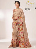 BRINJAL Elegant Tussar-Linen Floral Saree
