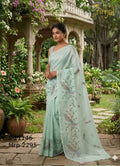 Brinjal Mint Green Premium Floral Weaving Saree