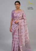 Lavender Floral Weaving Organza Saree