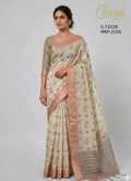 Product Title:Woven Floral Saree with Brocade Border