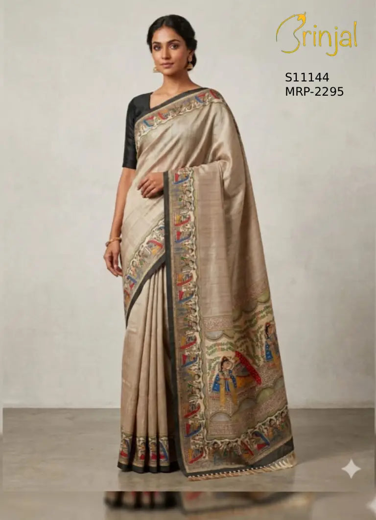 Premium Tussar Woven Floral Saree – S11144