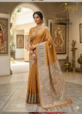 Mustard Gold Hand-Woven Floral Saree