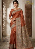 Brinjal Elegant Rust Floral Woven Saree