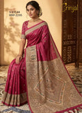 Magenta Floral Woven Silk Saree with Intricate Pallu