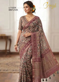 Earthy Weaving Floral Saree with Zari Pallu