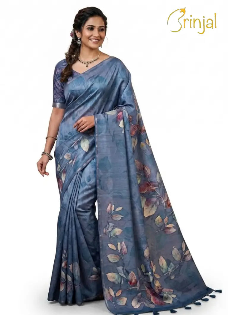 Chanderi Cotton Floral Print Saree