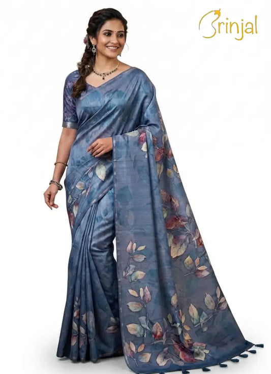 Chanderi Cotton Floral Print Saree