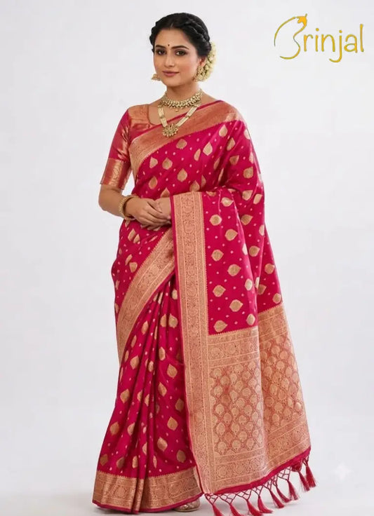 Magenta Banarasi Silk Saree