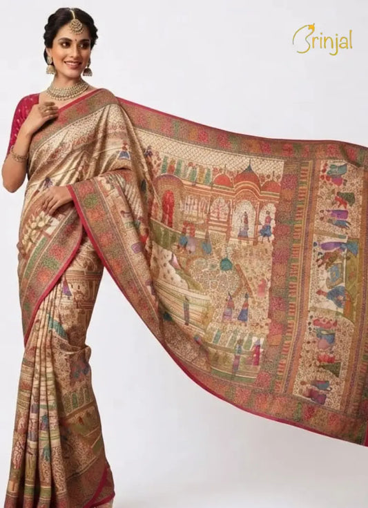 Woven Silk Kalamkari Story Saree