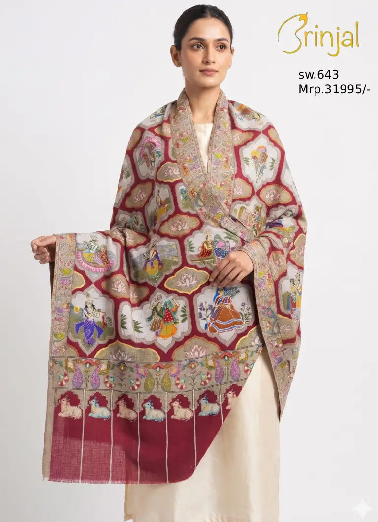 Pure silk wool shawl