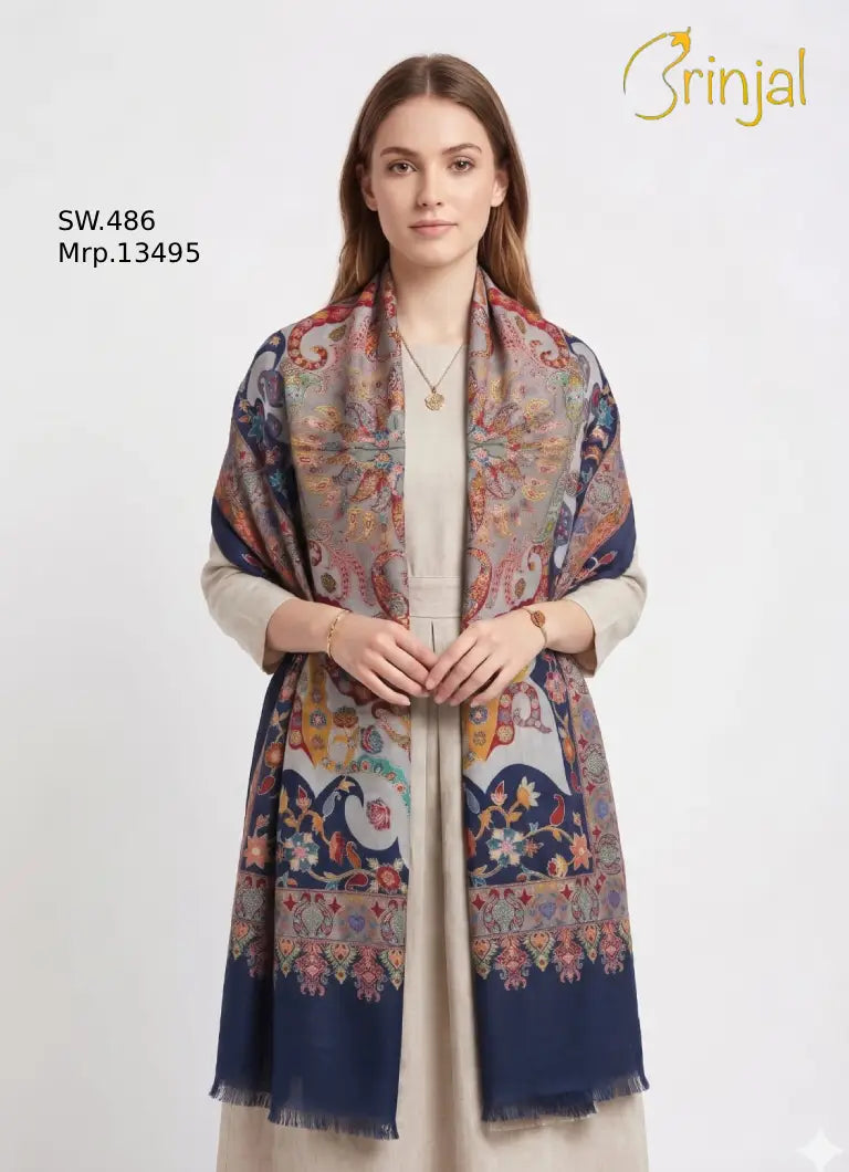 Pure silk by wool shawls