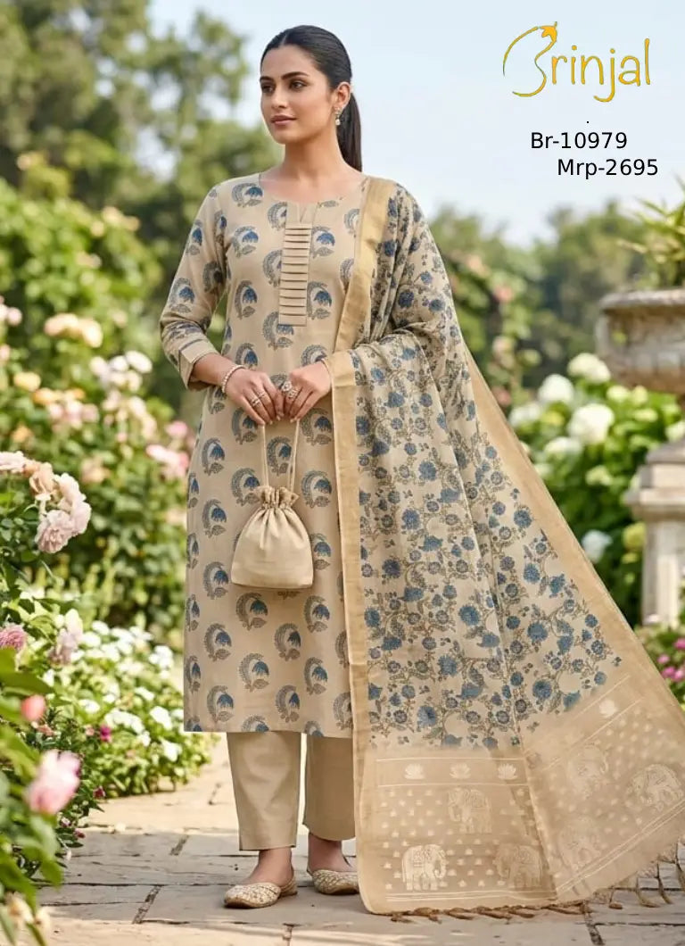 Chanderi Cotton Floral Print Suit Set