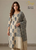 Elegant Paisley Beige Cotton Silk Suit Set