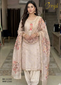 Brinjal Pastel Peach  Suit with Floral Embroidery & Digital Print Dupatta