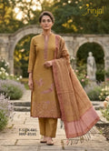 Brinjal Fine Silk Embroidered Suit Set with Birds Motif