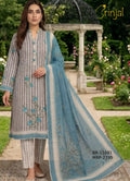 Brinjal Blue Floral 3-Piece Embroidery Suit
