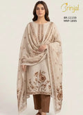 Brinjal Embroidered Unstitched Suit