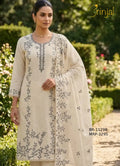 BRINJAL Ivory & Grey Floral Embroidery Suit