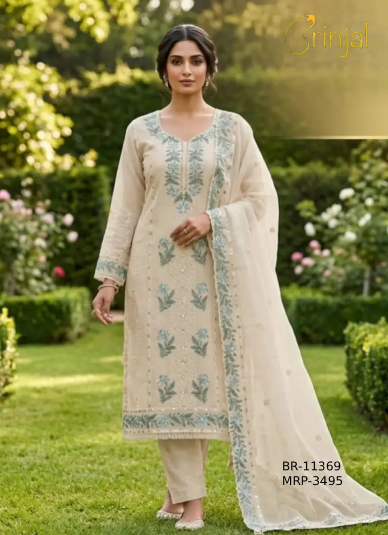 Elegant Pastel Embroidered Unstitched Suit Set