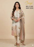 Elegant Printed & Embroidered Cotton-Linen Tunic Suit