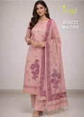 Brinjal Pastel Rose Chanderi Cotton Unstitched Suit Set