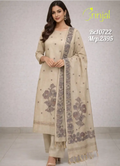 Brinjal Chanderi Cotton Embroidered Suit Set