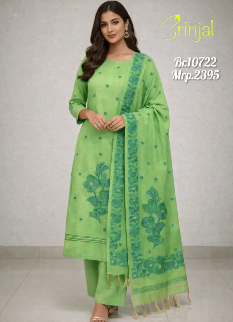 Chanderi Cotton Embroidered Suit Set