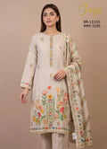 Kashmiri Floral Embroidered Premium Linen Suit Set