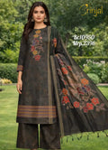 Earthy Charcoal Floral Embroidered Unstitched Suit Set