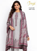 Brinjal Pure Silk Unstitched Suit with Dupatta