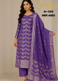 Premium Purple Tissue Fabric Woven Unstitched Suit Set