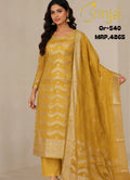 Premium Golden Mustard Woven Tissue Suit Set