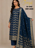 Brinjals Royal Blue Tissue Woven Unstitched Suit
