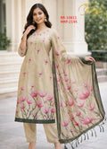 BRINJAL Premium Floral Print Unstitched 3-Piece Suit Set