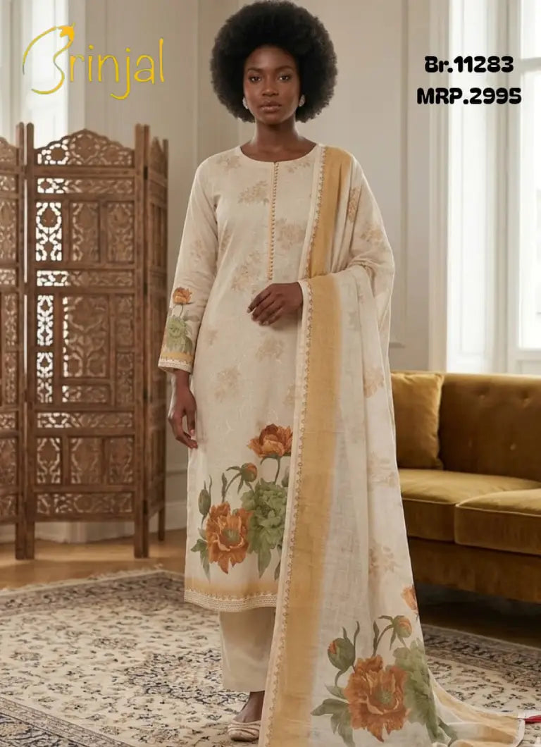 Floral Embroidered Weaving Salwar Suit