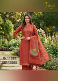 Brinjals Rust-Orange Viscose Kurta Set with Dupatta