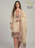 Floral & Peacock Embroidered Unstitched Suit