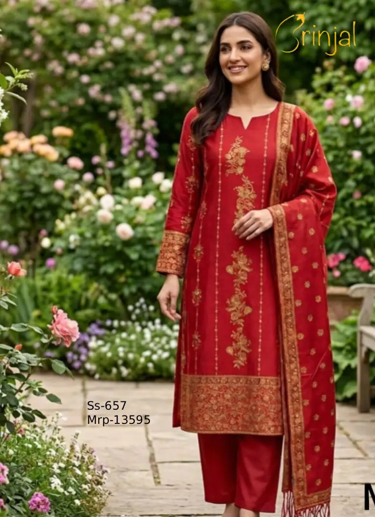 Premium Fine Silk Hand-Woven Unstitched Suit