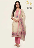 Brinjal Elegant Floral Embroidery Unstitched Suit Set