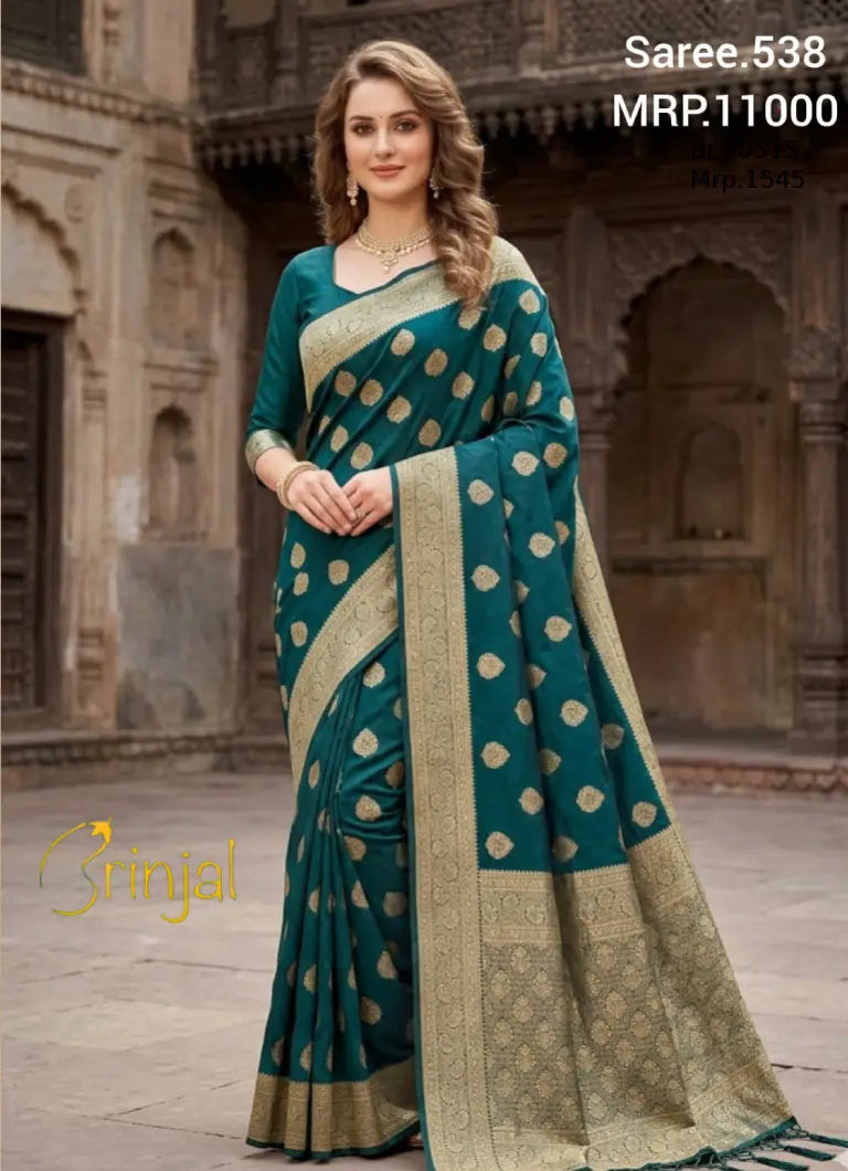 Peacock Green Art Silk Zari Weaving Saree