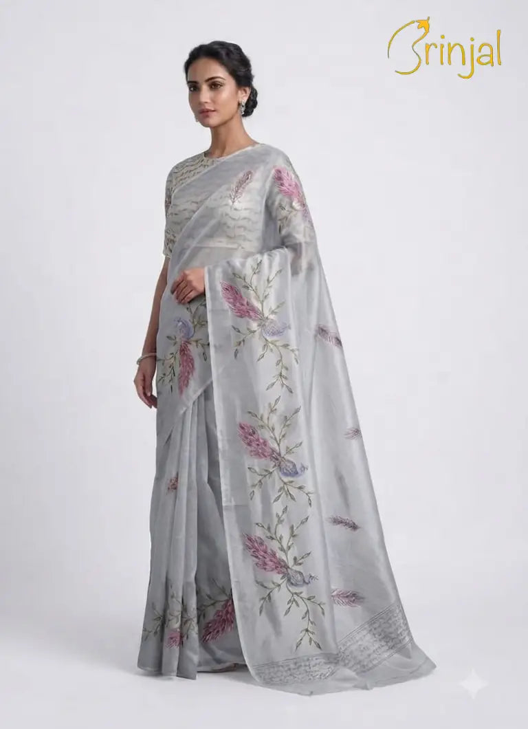 Mustard Katai Silk Saree with Off-White Border