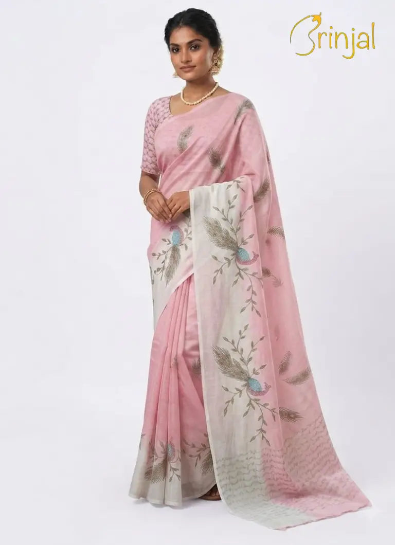 Mustard Katai Silk Saree with Off-White Border