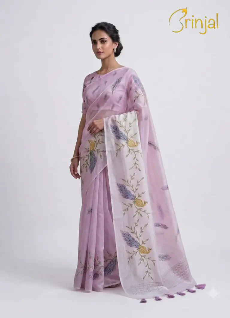 Mustard Katai Silk Saree with Off-White Border