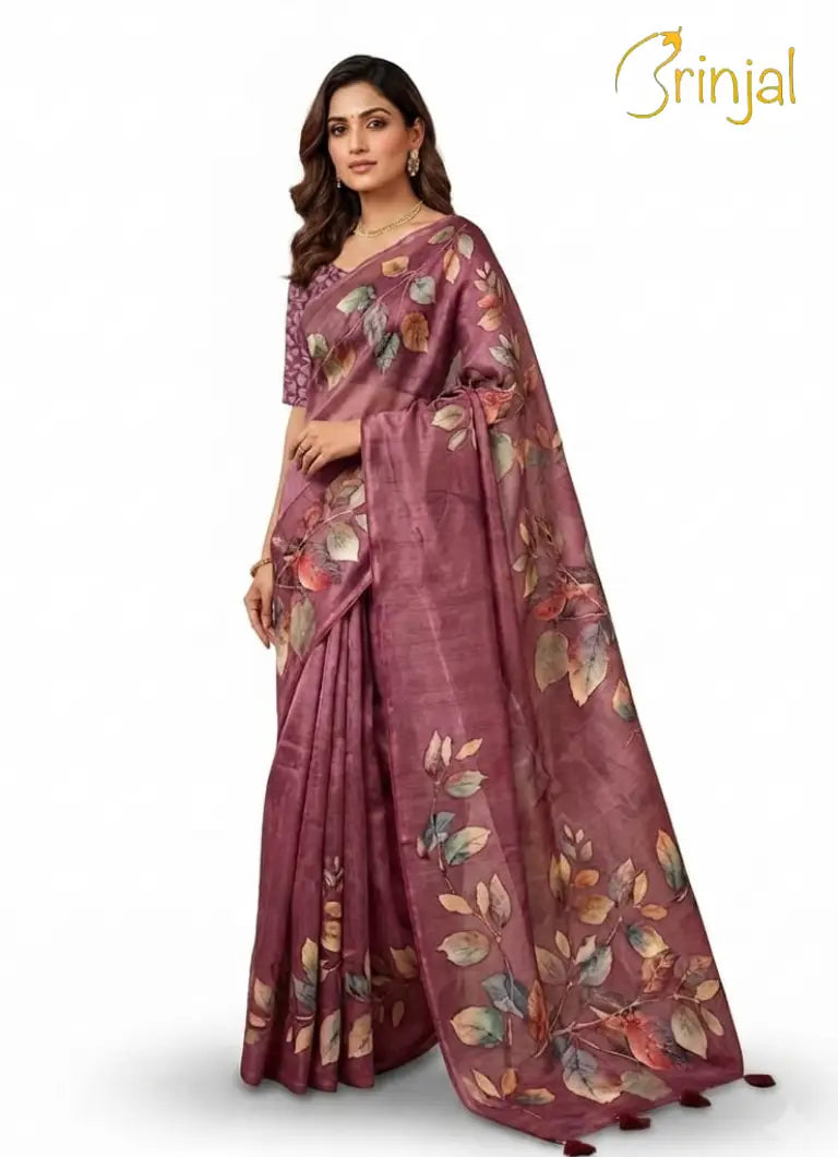 Chanderi Cotton Floral Print Saree