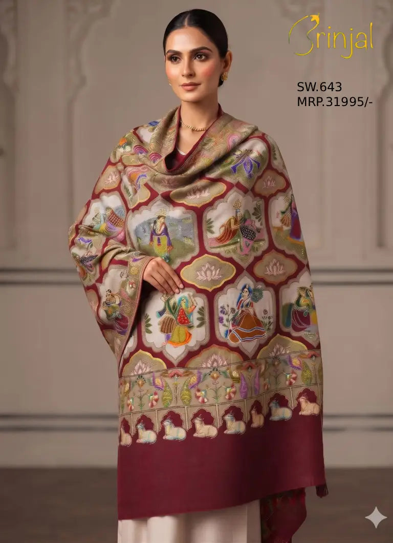 Pure silk wool shawl