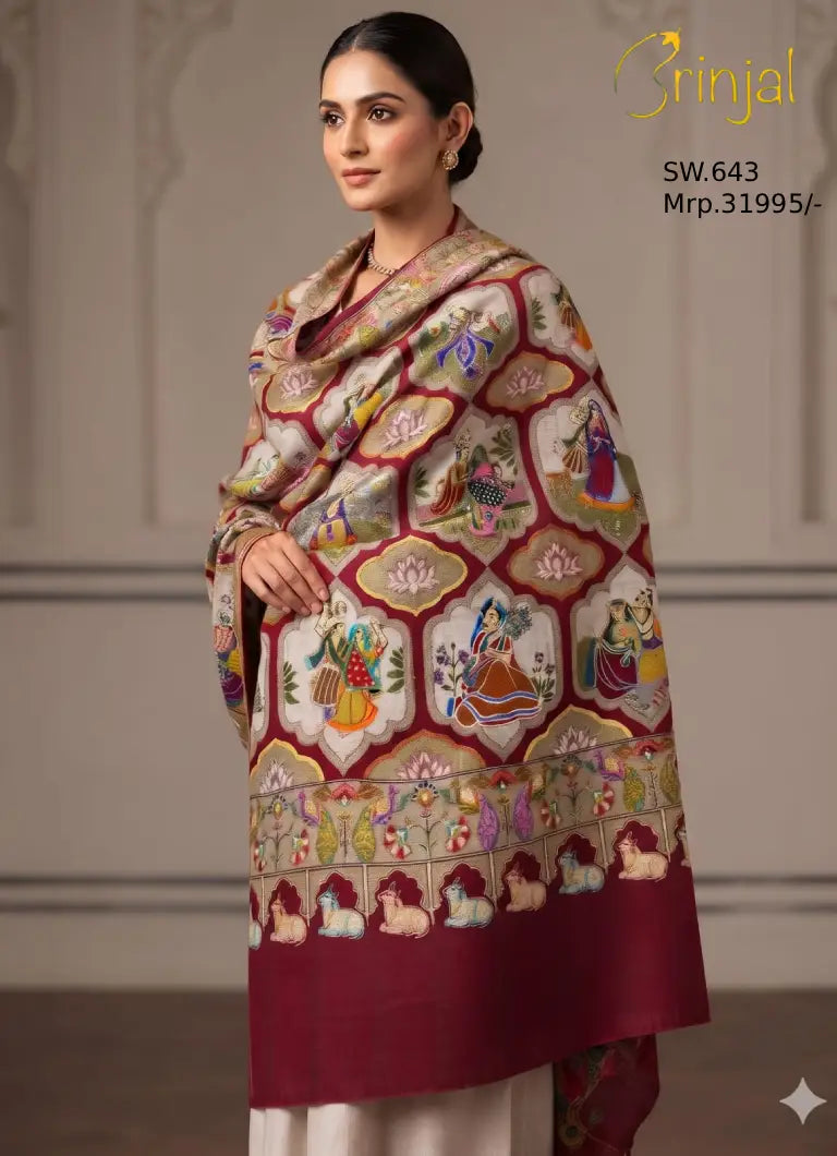 Pure silk wool shawl